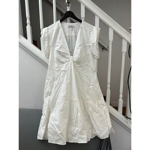 Steve Madden White Tiered Ruffle V Neck Short Sleeve Casual Mini Dress XL